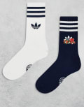 [adidas Originals] adidas Originals Nelson 2 pack socks in multi 40-42 MULTI