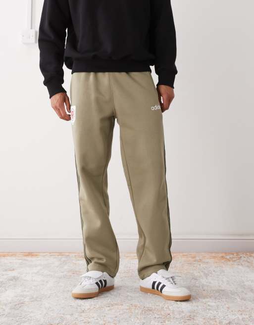 adidas Originals – Netzstoff-Hose in Orbit-Grün mit Streifendetail