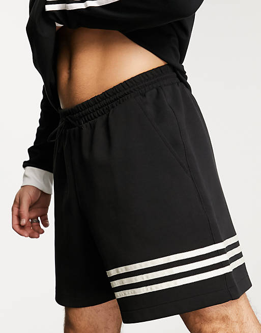 adidas Originals Neuclassics 3 stripe 6 inch shorts in black | ASOS