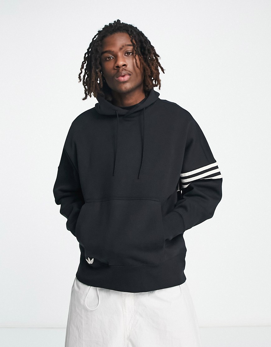 adidas Originals Neuclassics 3 stripe hoodie in black