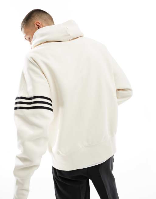 3 stripe hotsell hoodie white