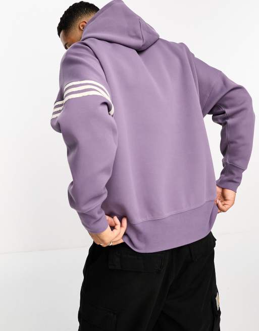 adidas Originals Neuclassics 3 stripe oversized long sleeve t-shirt in  purple