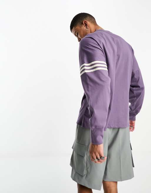 adidas Originals Neuclassics 3 stripe oversized long sleeve t-shirt in  purple