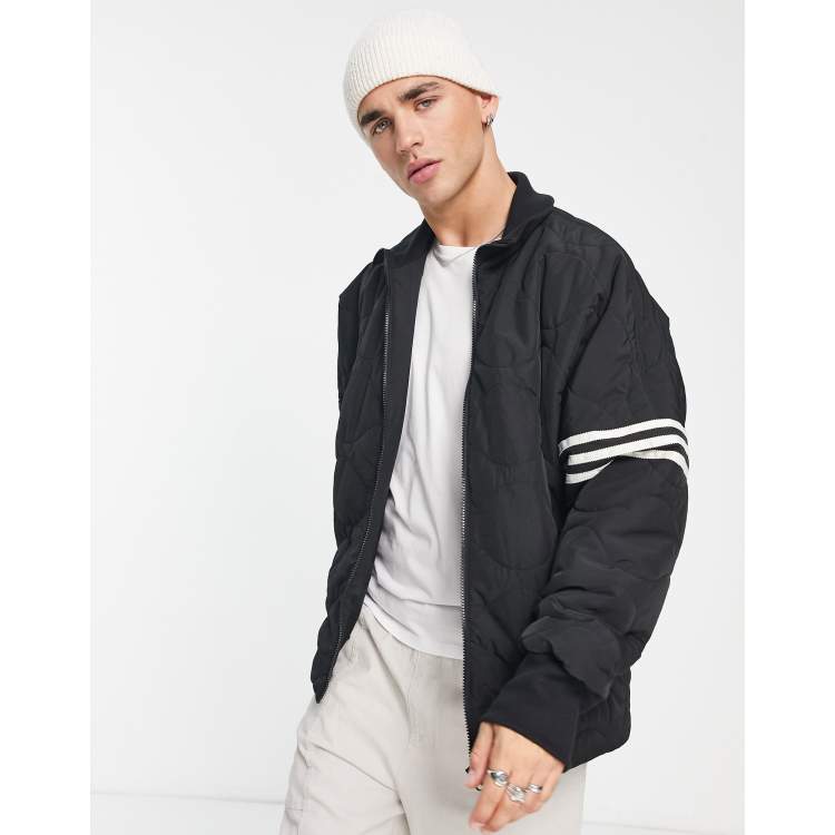 Adidas white jacket outlet with black stripes