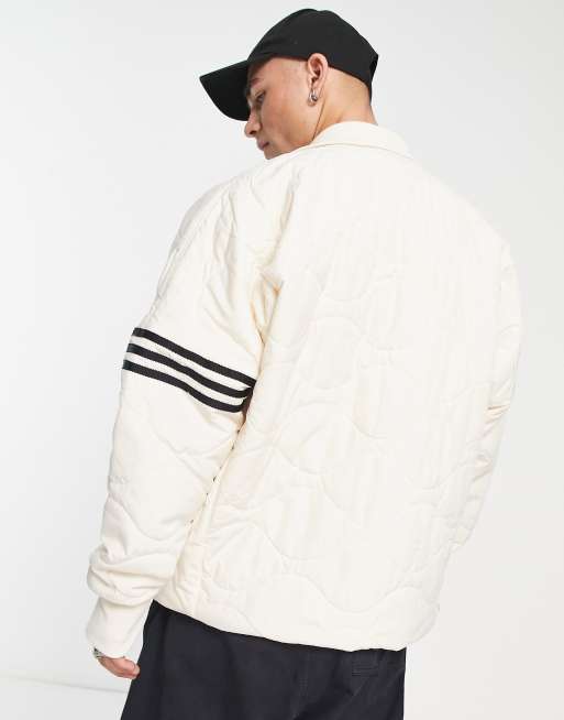 adidas Originals Neuclassics 3 stripe quilted jacket in white | ASOS