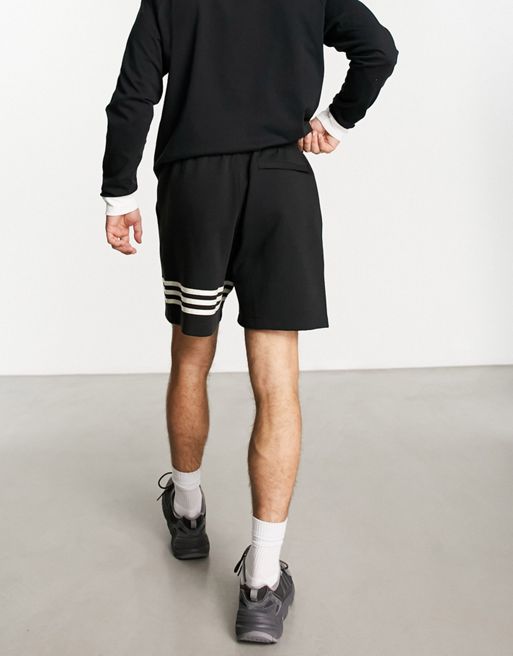 adidas Originals Adicolor polyester 3 stripe shorter shorts in black
