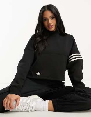 ADIDAS ORIGINALS NEUCLASSICS CROP HOODIE IN BLACK