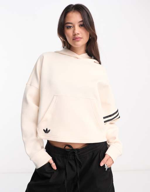 adidas Originals Neuclassics Cropped hoodie in gebroken wit