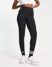 Champion Damen Leggings mit Kontraststreifen und Logo hell grau schwarz