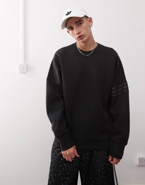 adidas Originals Neuclassics long sleeve oversized crew in black - view 1