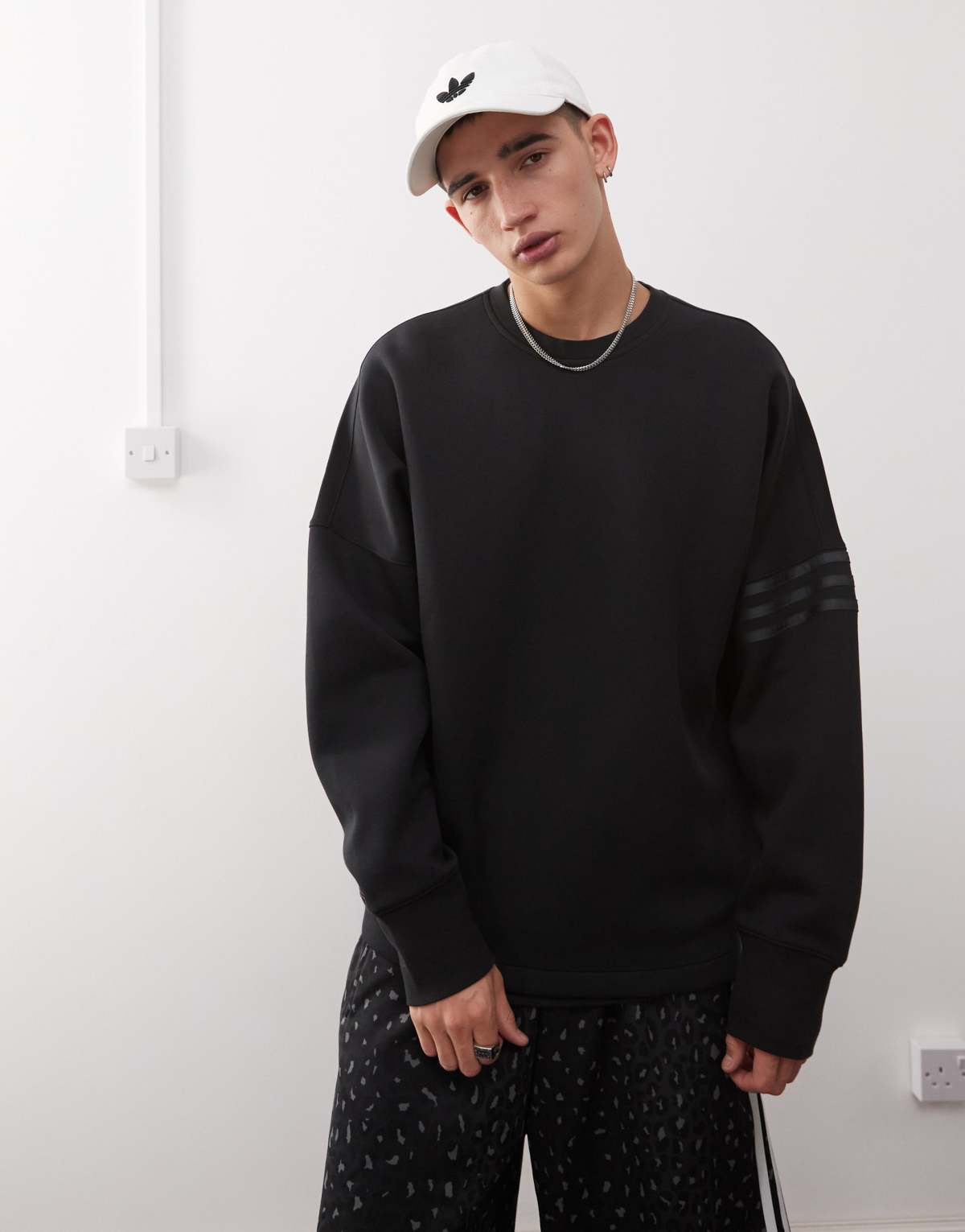 adidas Originals Neuclassics long sleeve oversized crew in black