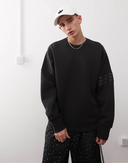 adidas Originals Neuclassics long sleeve oversized crew in black
