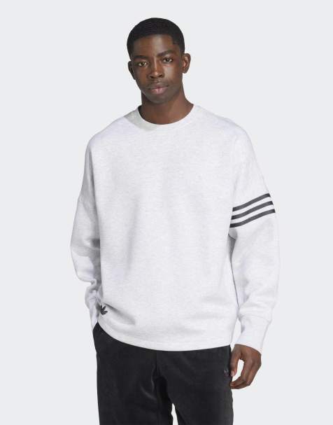 adidas Originals Neuclassics long sleeve oversized crew in light grey heather - view 1