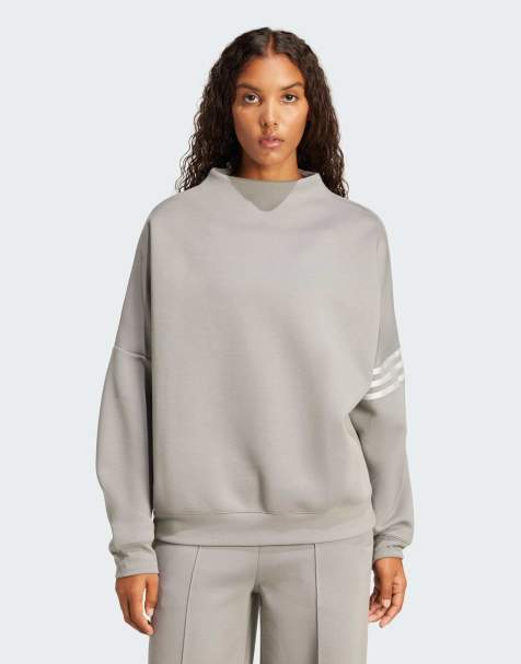 adidas Originals Neuclassics oversized mock neck sweatshirt in grey three / grey one - view 1