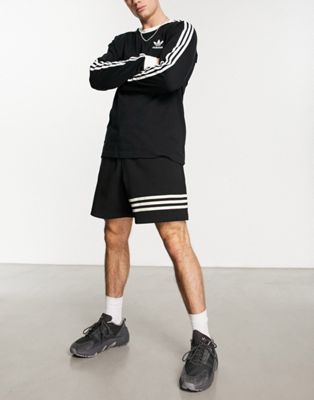 adidas Originals Neuclassics 3 stripe shorts in black - ASOS Price Checker