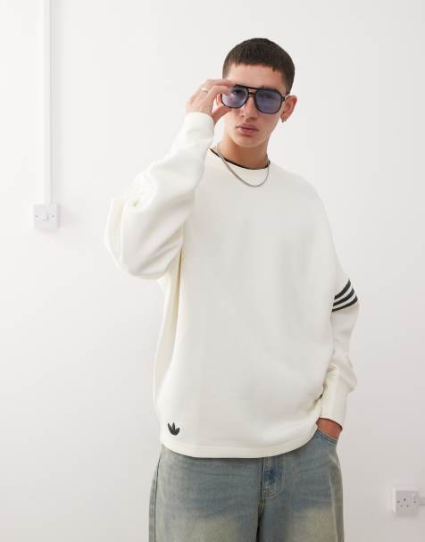 adidas Originals - Neuclassics - Top girocollo oversize bianco sporco a maniche lunghe - view 1