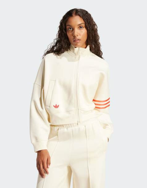 adidas Originals Neuclassics track top in cream white / real coral - view 1