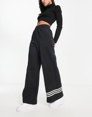 adidas Originals neuclassics wide leg trousers in black