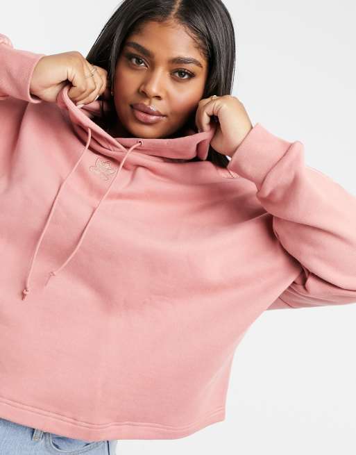 adidas Originals New Neutrals Plus cropped hoodie in ash pink