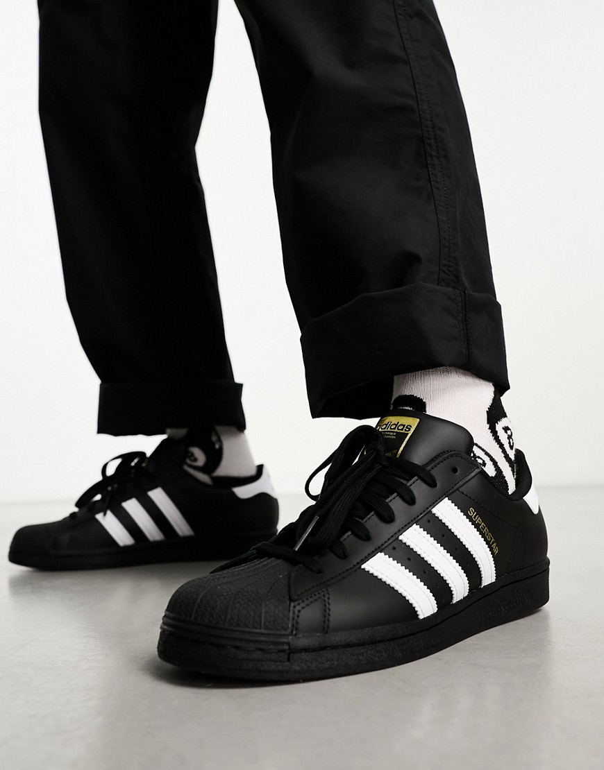 adidas Originals new superstar sneakers in black