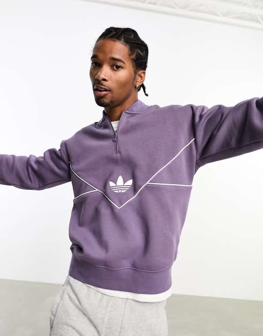 adidas Originals Next chest logo 1 2 zip sweatshirt in purple