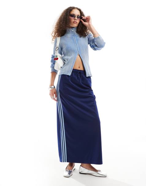 adidas Originals – Niebieska spódnica maxi w sportowym stylu - view 1
