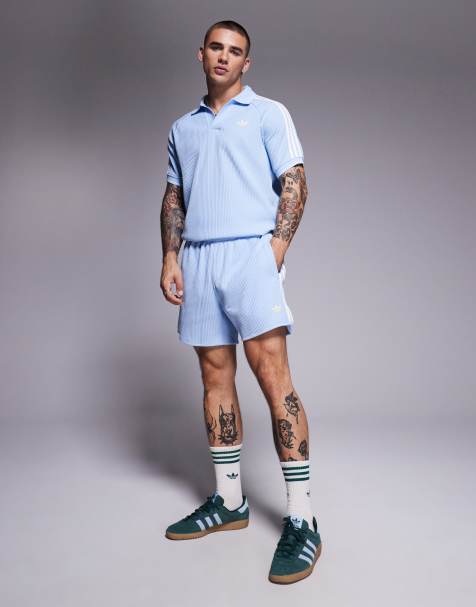 adidas Originals – Niebieskie szorty o waflowej fakturze - view 1