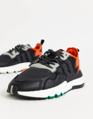 adidas originals nite jogger in black and orange