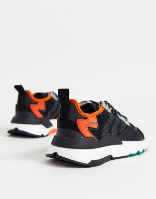 adidas originals nite jogger in black and orange