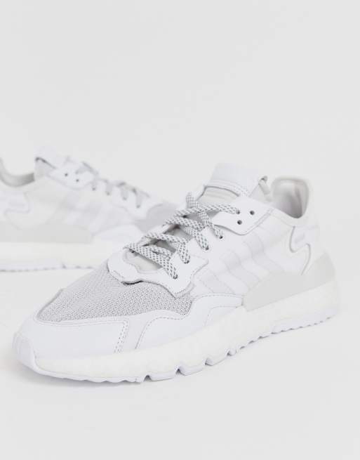 Adidas originals nite jogger reflective trainers in on sale white