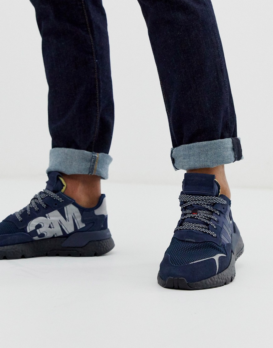 adidas Originals nite jogger sneakers in navy-Black
