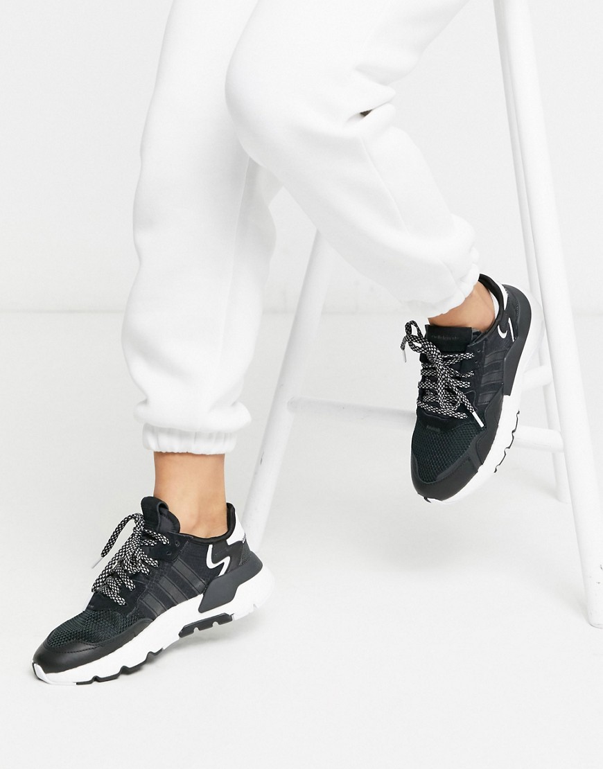 adidas Originals Nite Jogger trainers in black and white-Multi