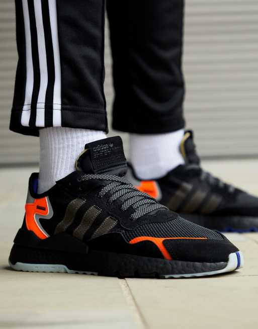 adidas originals nite jogger in black and orange