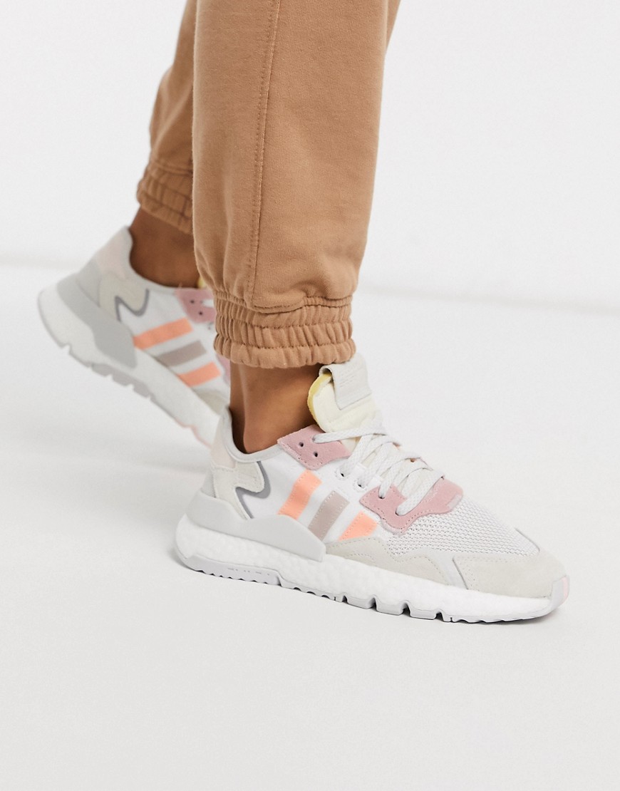 Adidas Originals Nite Jogger trainers in pink and off white
