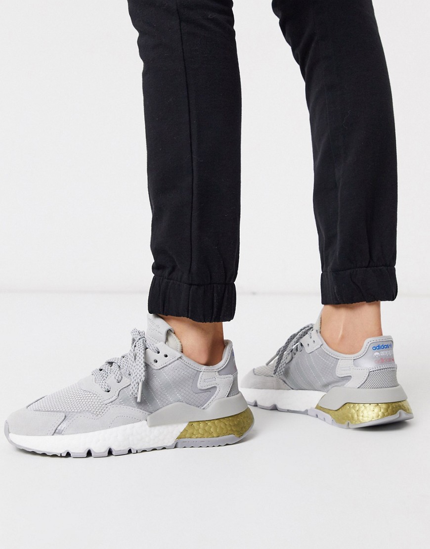adidas Originals Nite Jogger trainers in silver and gold-Multi