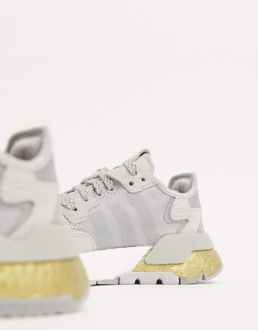 Adidas Originals Nite Jogger Trainers In Silver And Gold Asos