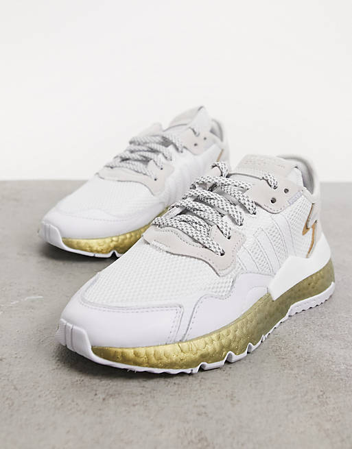 adidas Originals Nite Jogger trainers in white and gold