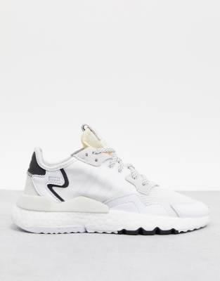 adidas originals white and grey nite jogger trainers