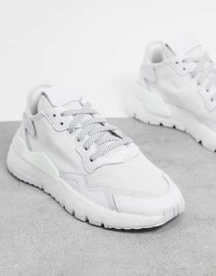 Adidas originals white and hotsell grey nite jogger trainers