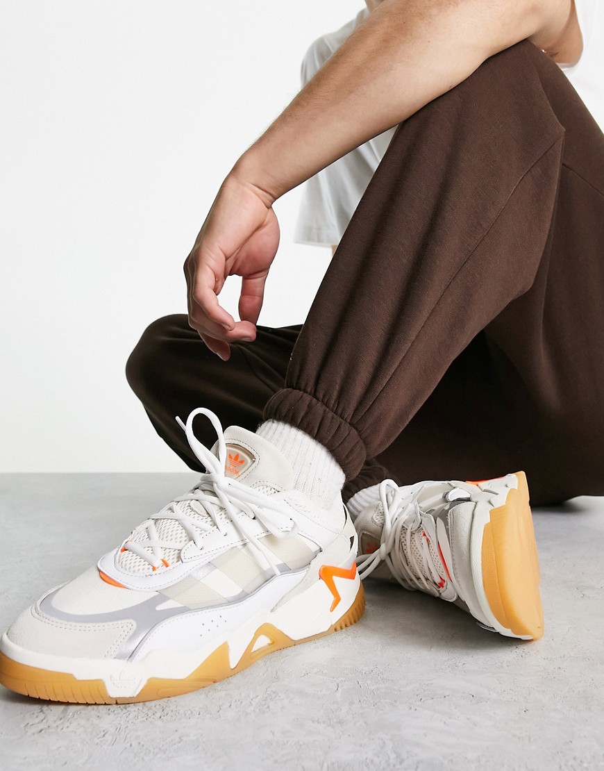 adidas Originals Niteball 2 sneakers in off white with orange details