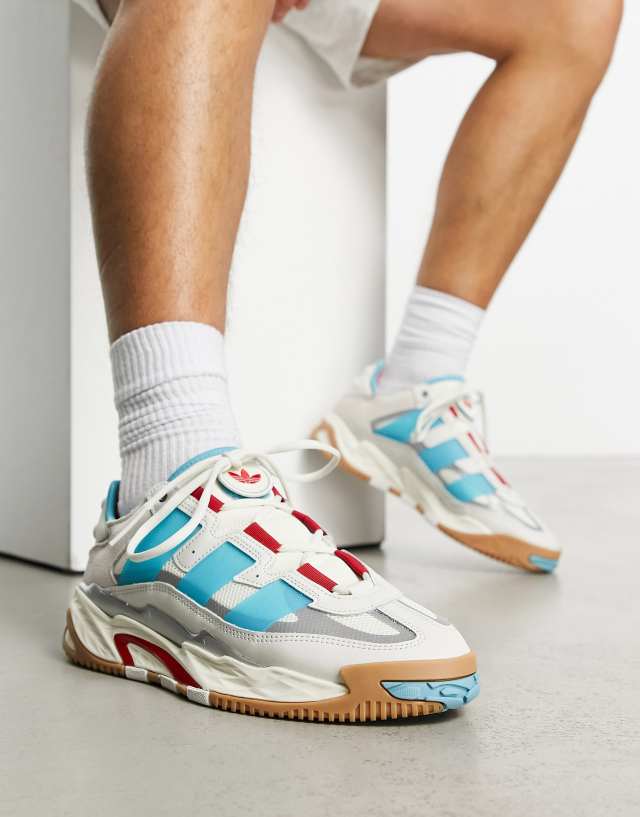 adidas Originals Niteball sneakers in off-white and blue