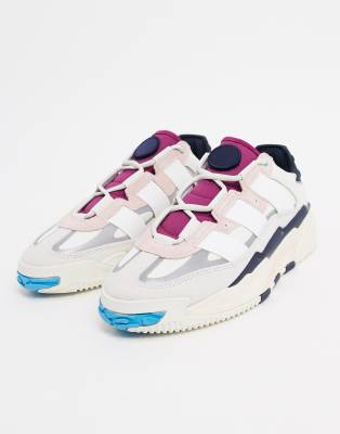 adidas originals niteball trainers in white and pink