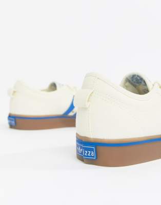 adidas originals nizza canvas trainers in white and blue