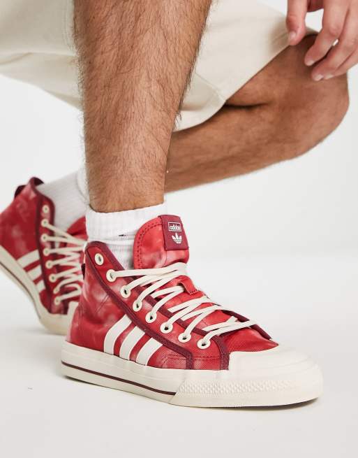 Adidas high shop top sneakers red