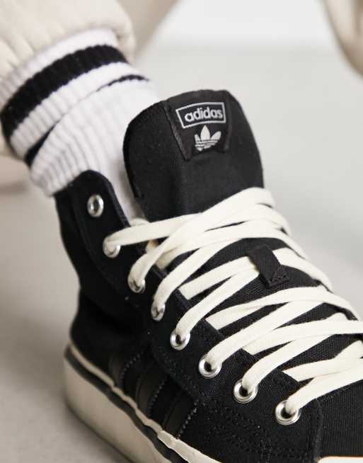 adidas Originals Nizza Hi RF trainers in black and white