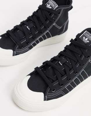 adidas originals black high top nizza trainers