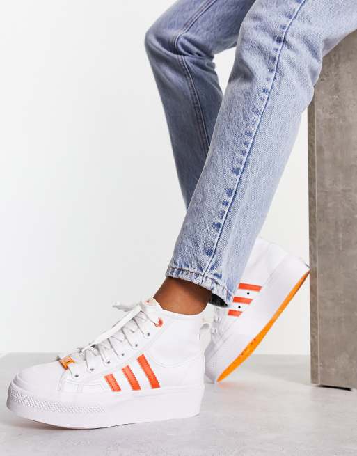 adidas Nizza Mid Her in white and impact orange | ASOS