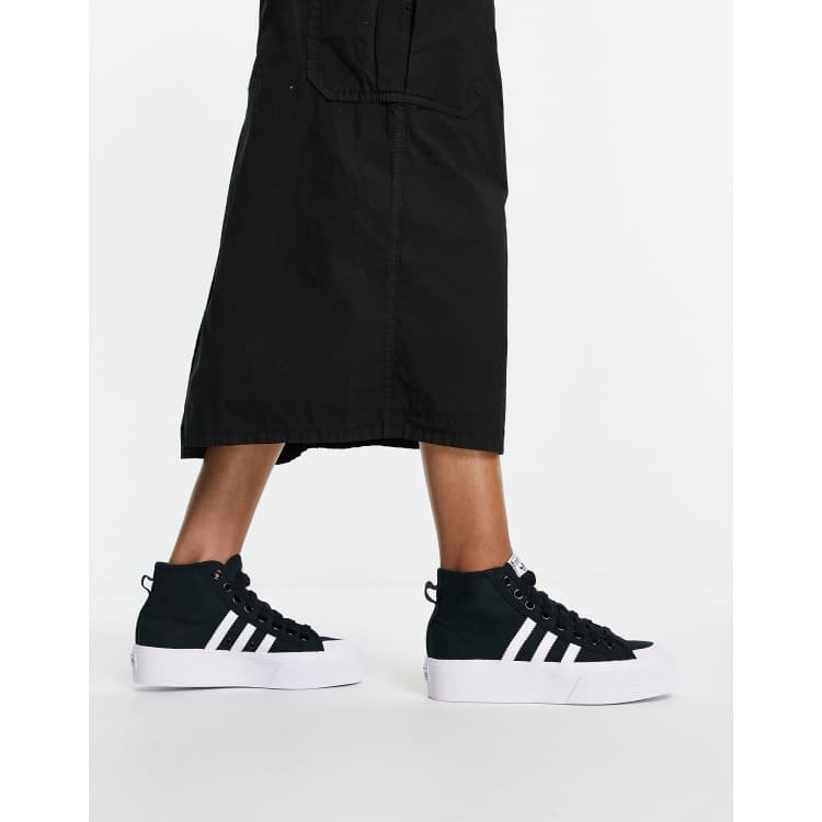 adidas Platform hi sneakers in triple black and white | ASOS