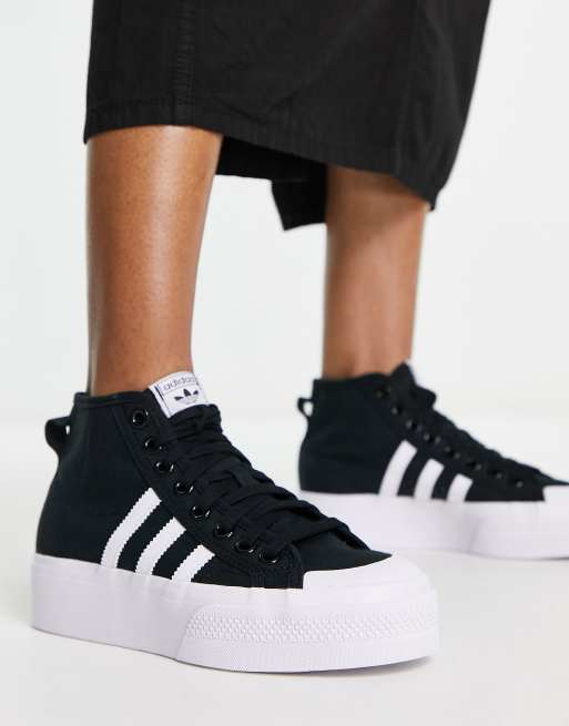 Adidas originals high outlet tops black and white