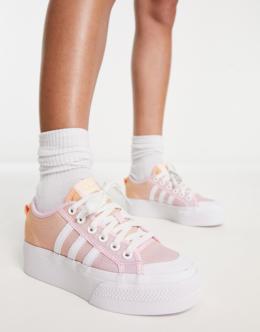 adidas Originals Nizza platform low trainers in ombre pink-White